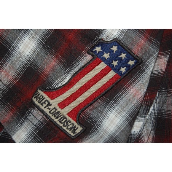 Harley-Davidson Motorcycles Short Sleeve Plaid Button Up Work Shirt Large #1HD - Picture 4 of 8
